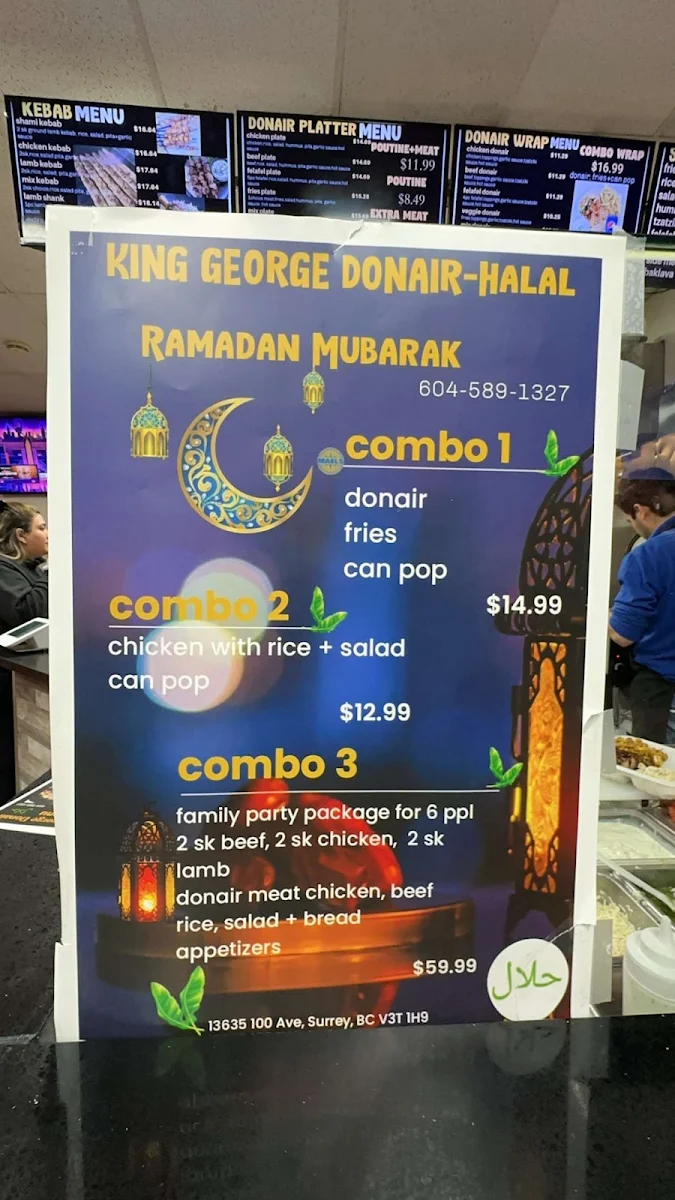 Menu, King George Donair Halal