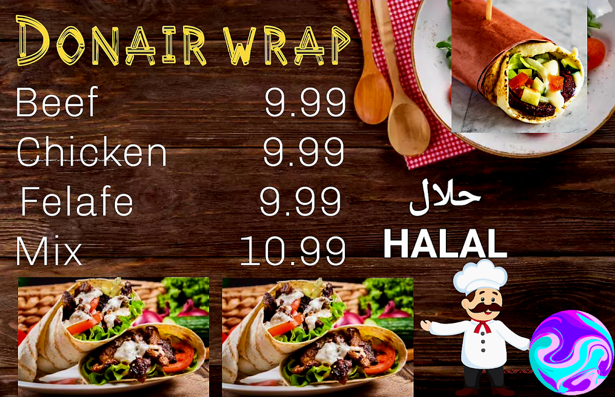 Menu, King George Donair Halal
