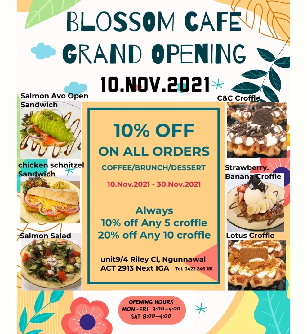 Menu, blossom cafe