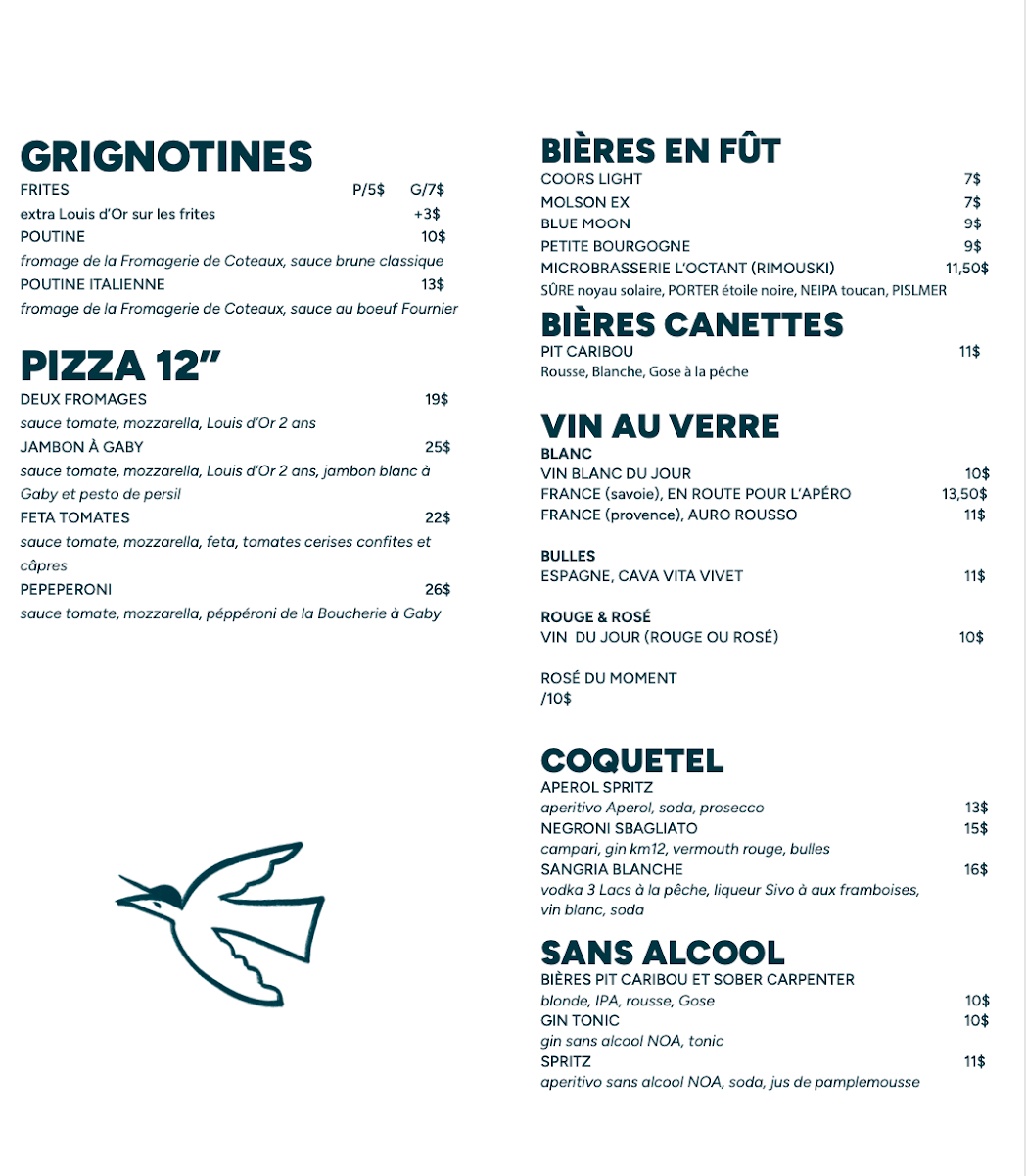 Menu, Restaurant Le Bicois