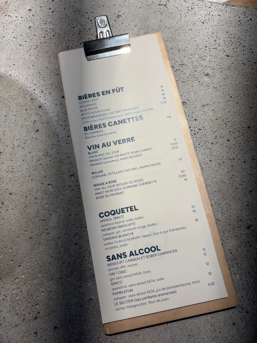 Menu, Restaurant Le Bicois