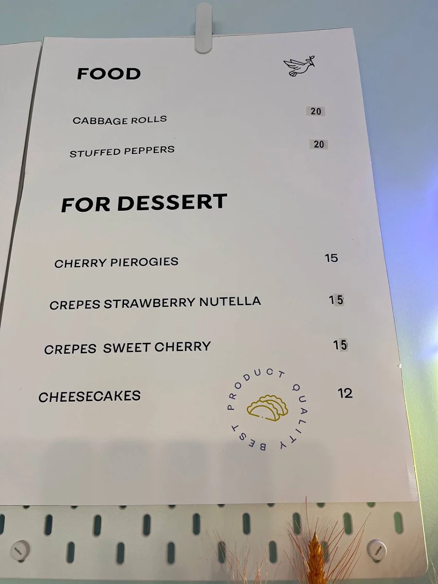 Menu, WOW Pierogies