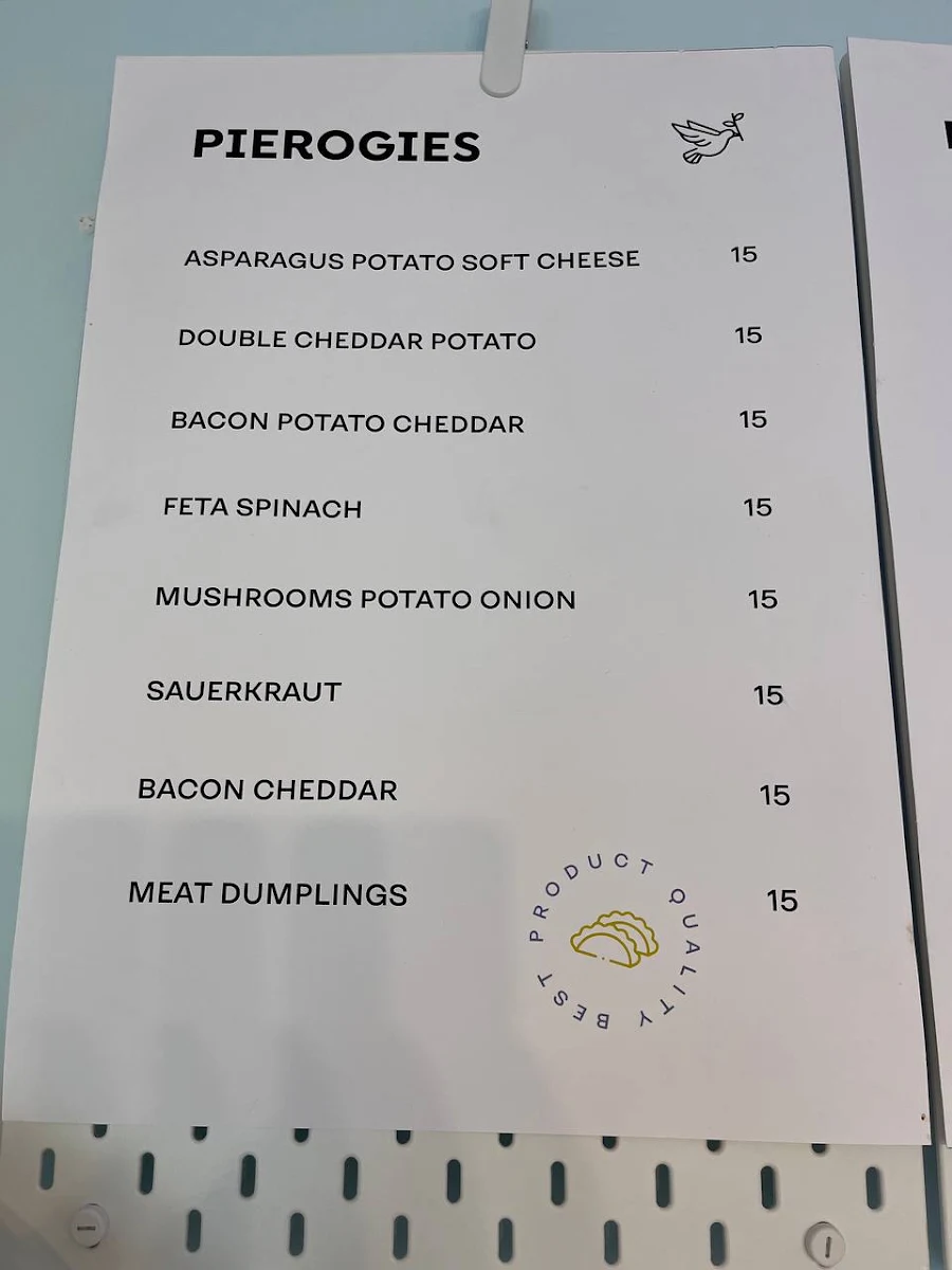 Menu, WOW Pierogies