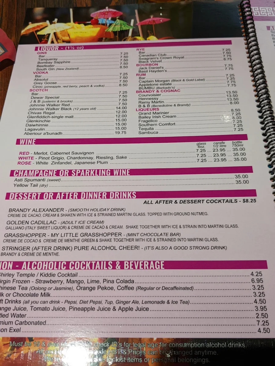 Menu, Happy Jack's Restaurant & Patio