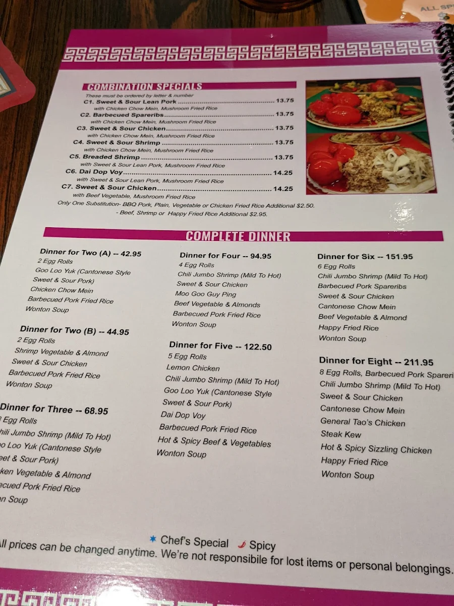 Menu, Happy Jack's Restaurant & Patio