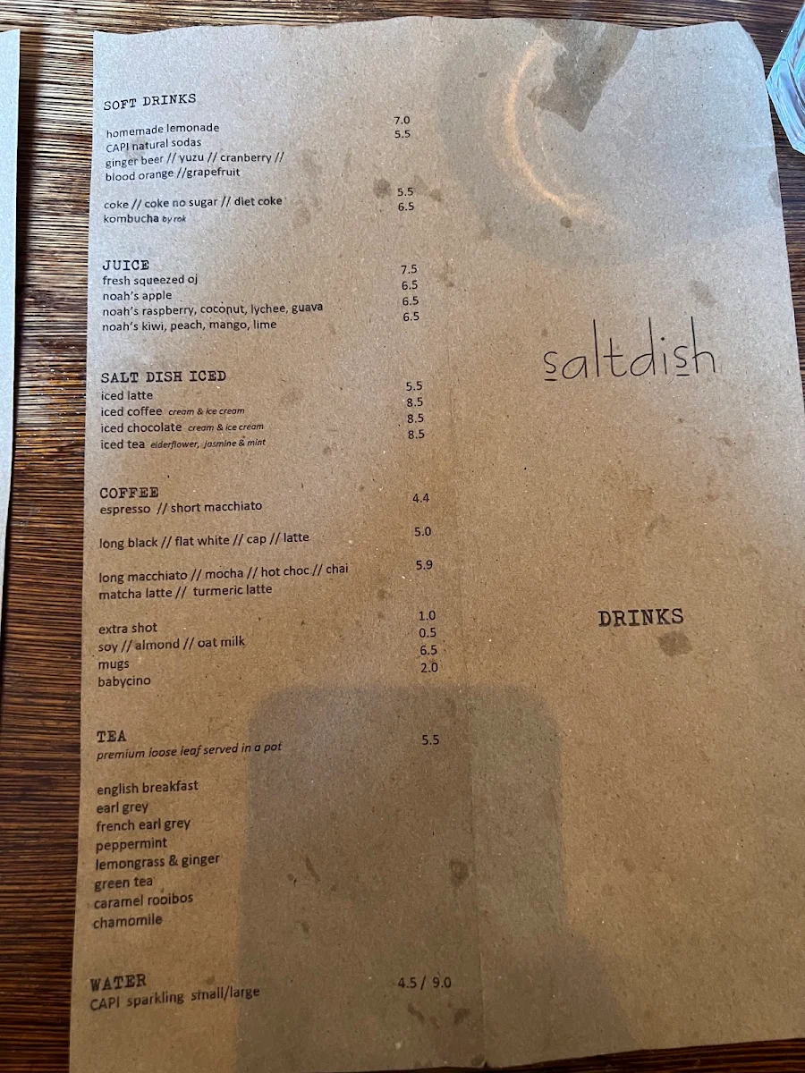Menu, Salt Dish