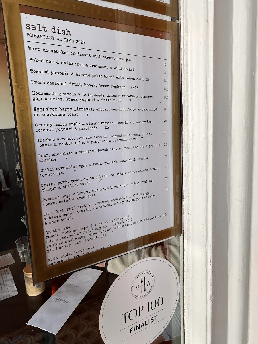 Menu, Salt Dish