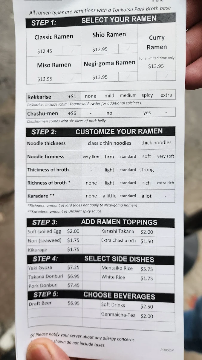 Menu, Ramen Danbo Robson