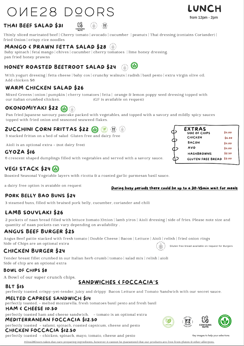 Menu, One28 Doors