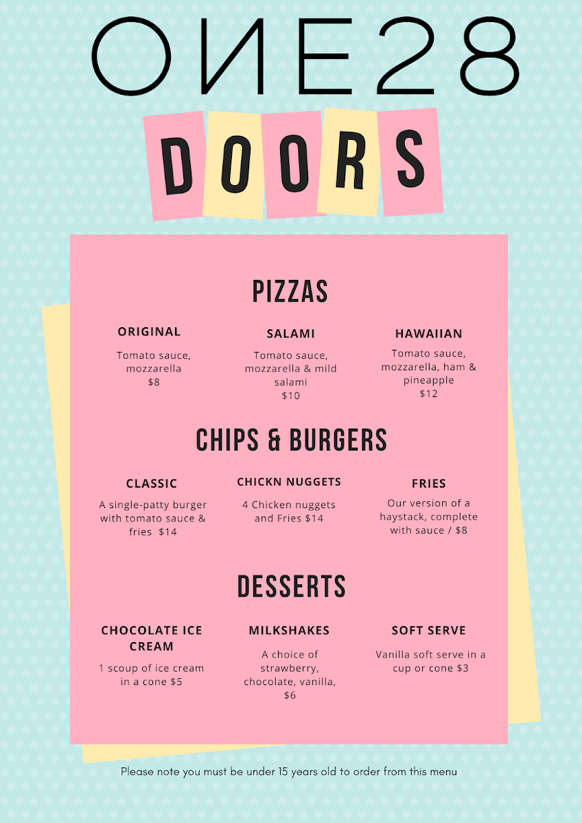 Menu, One28 Doors