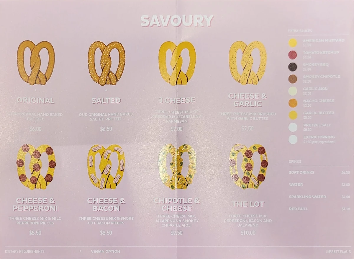 Menu, Pretzel Karrinyup