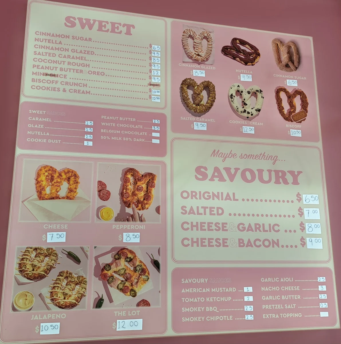 Menu, Pretzel Karrinyup
