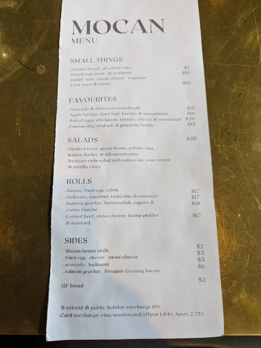Menu, Močan & Green Grout