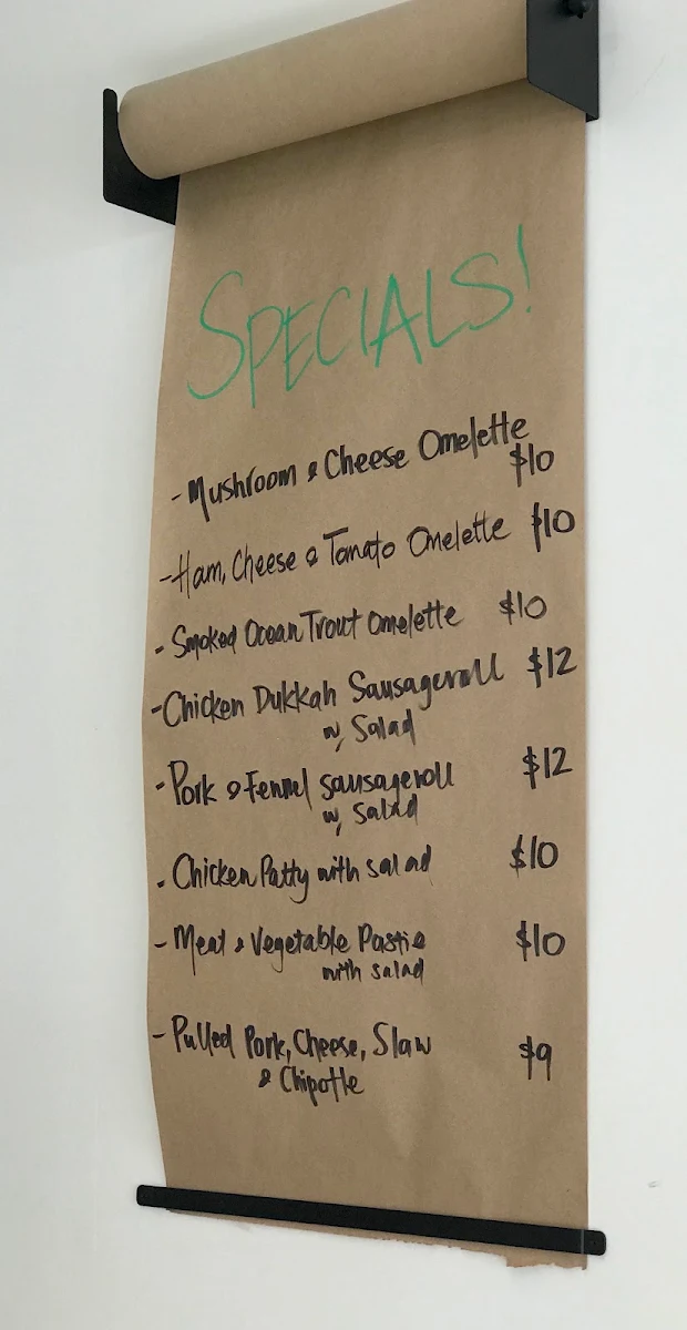 Menu, Joe's Bakery
