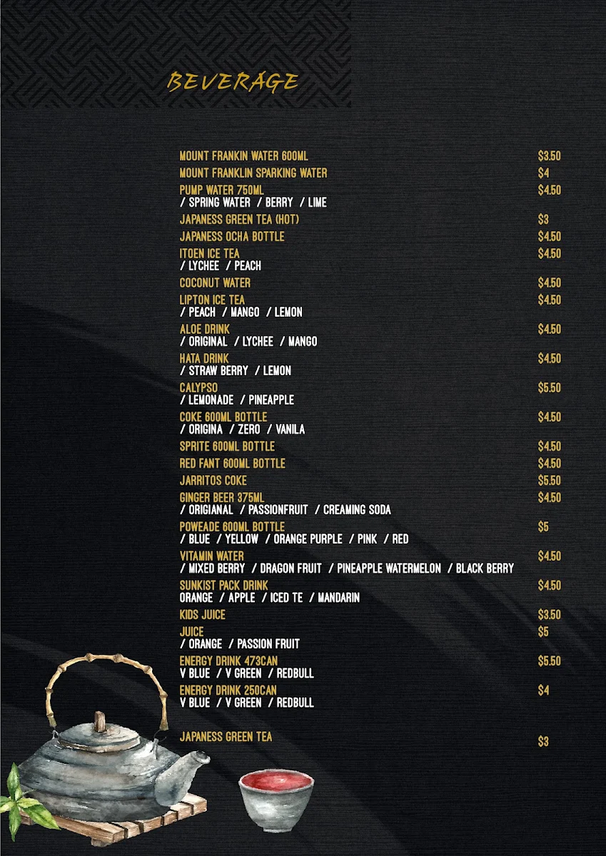 Menu, Sushi Break Helensvale