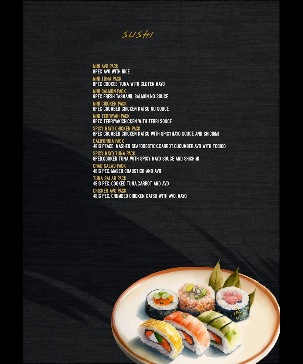 Menu, Sushi Break Helensvale