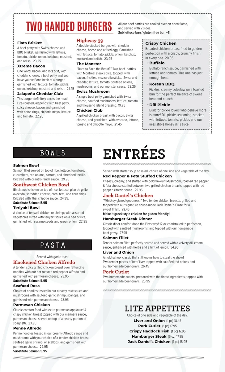 Menu, The Flats Eatery + Drink
