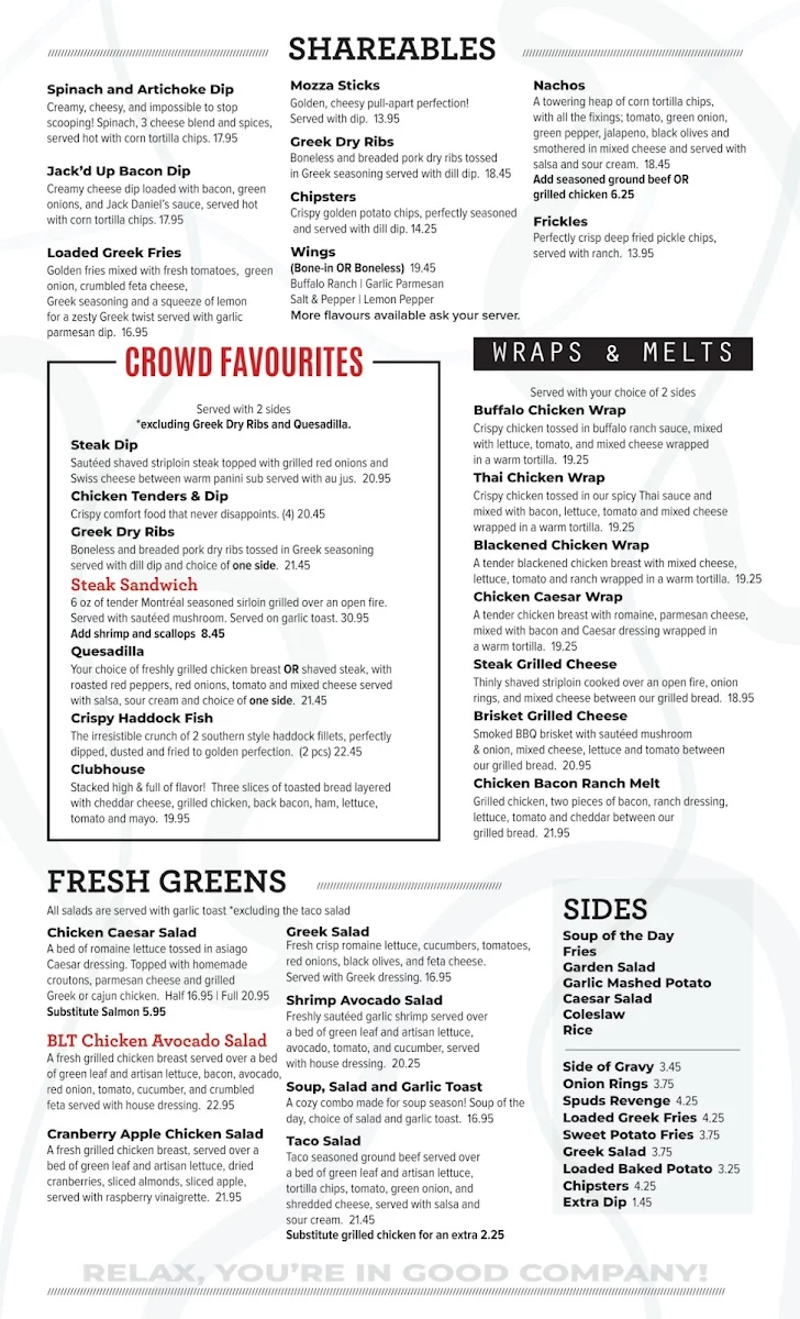 Menu, The Flats Eatery + Drink