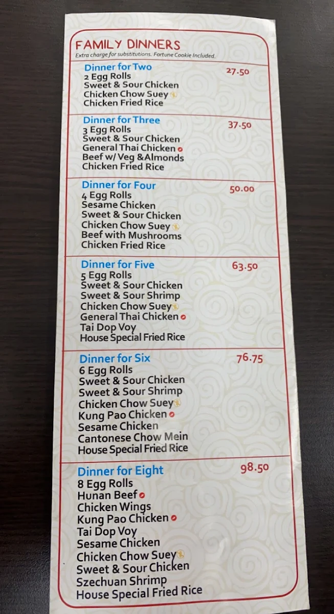 Menu, QQ Restaurant