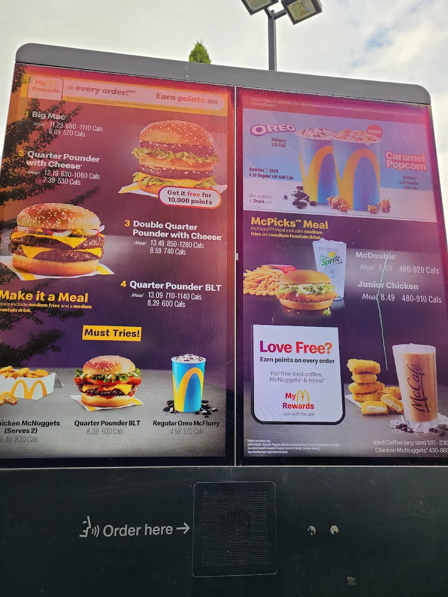 Menu, McDonald's