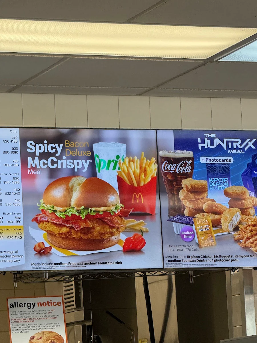 Menu, McDonald's