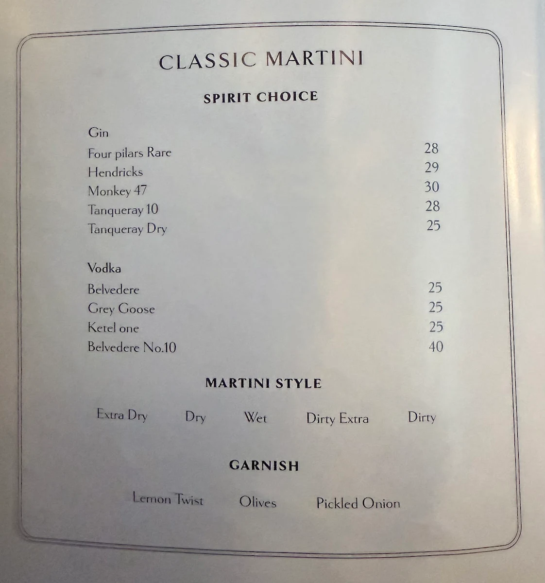 Menu, Stella Restaurant and Bar