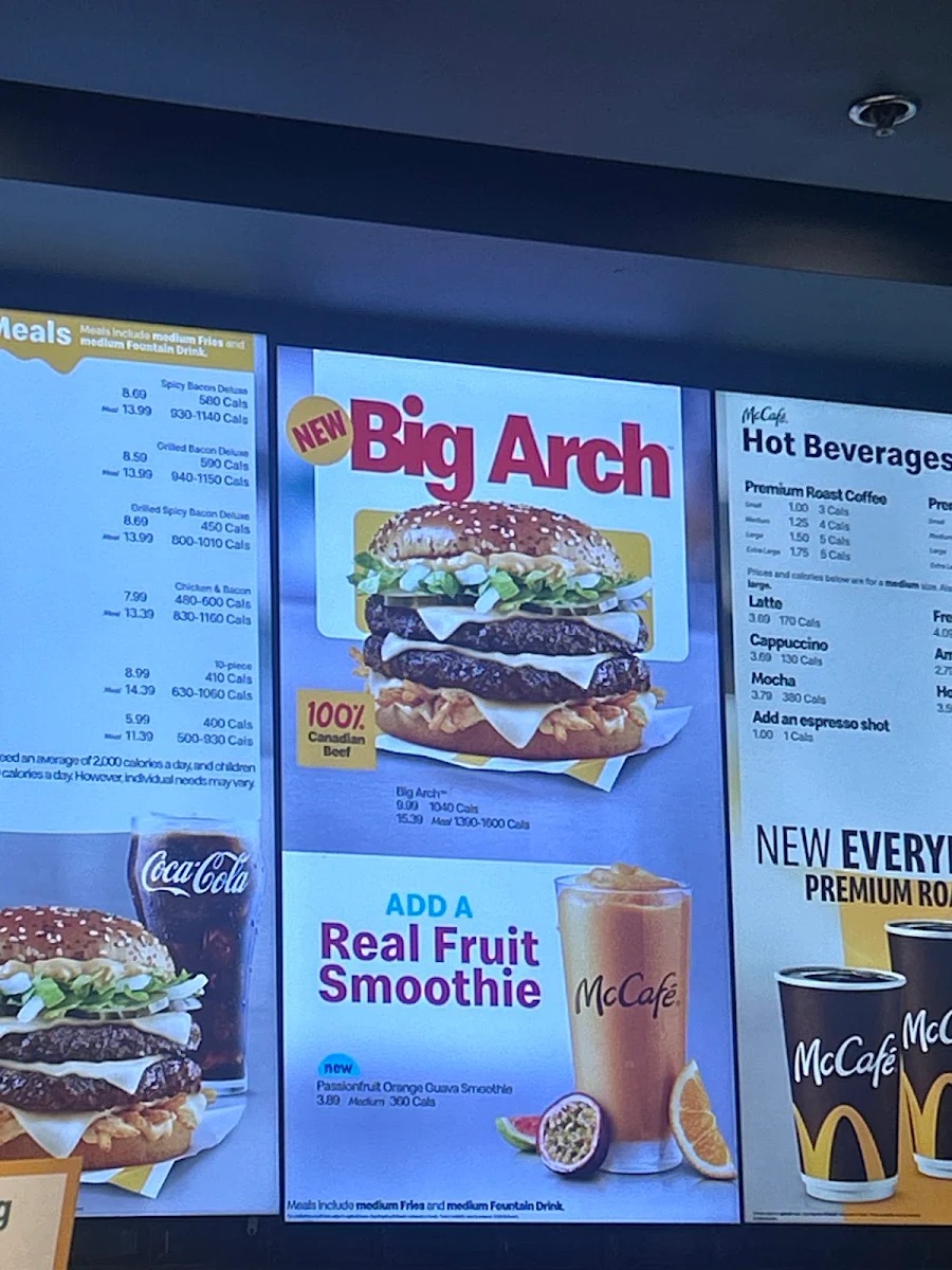 Menu, McDonald's
