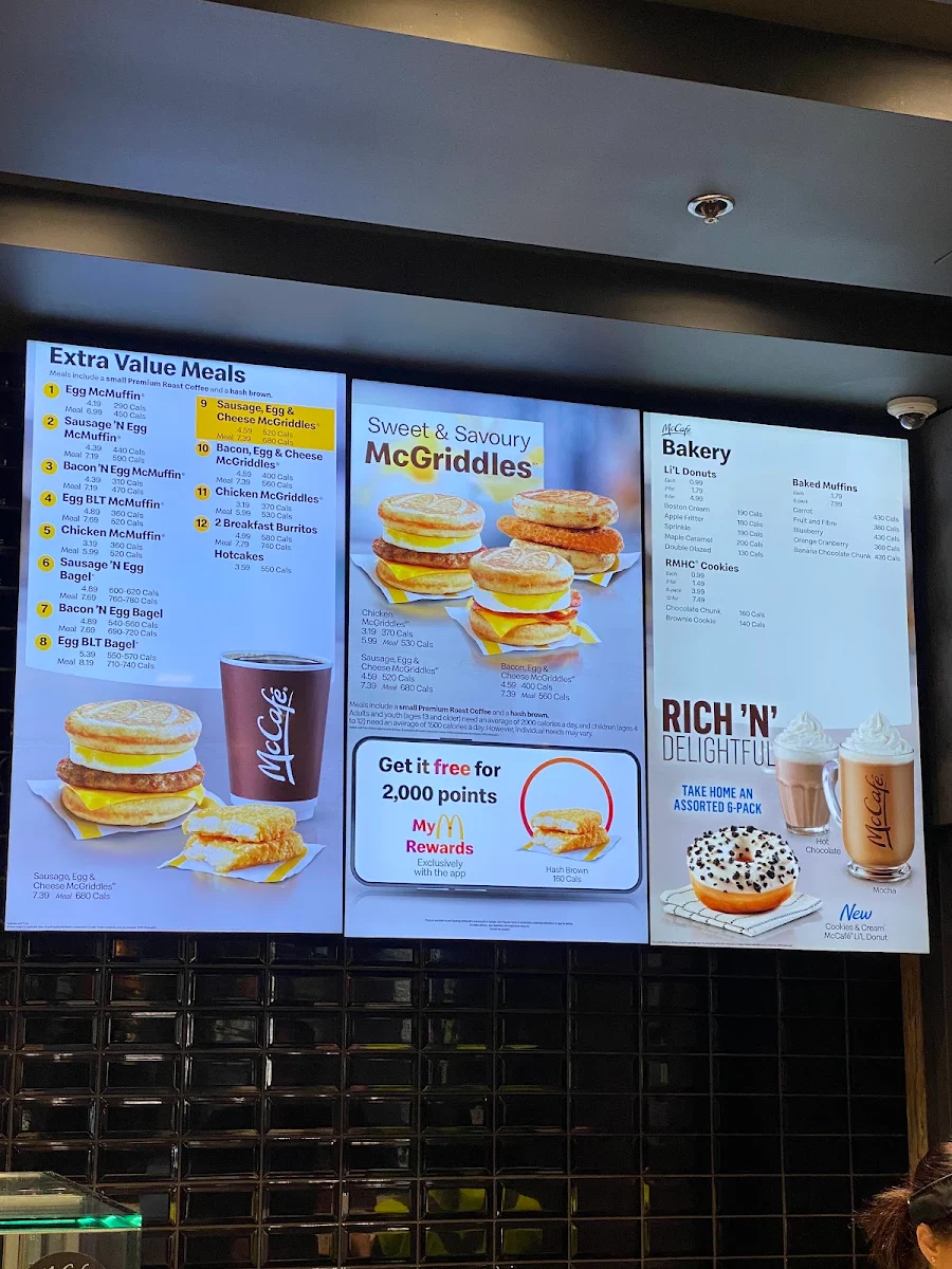 Menu, McDonald's
