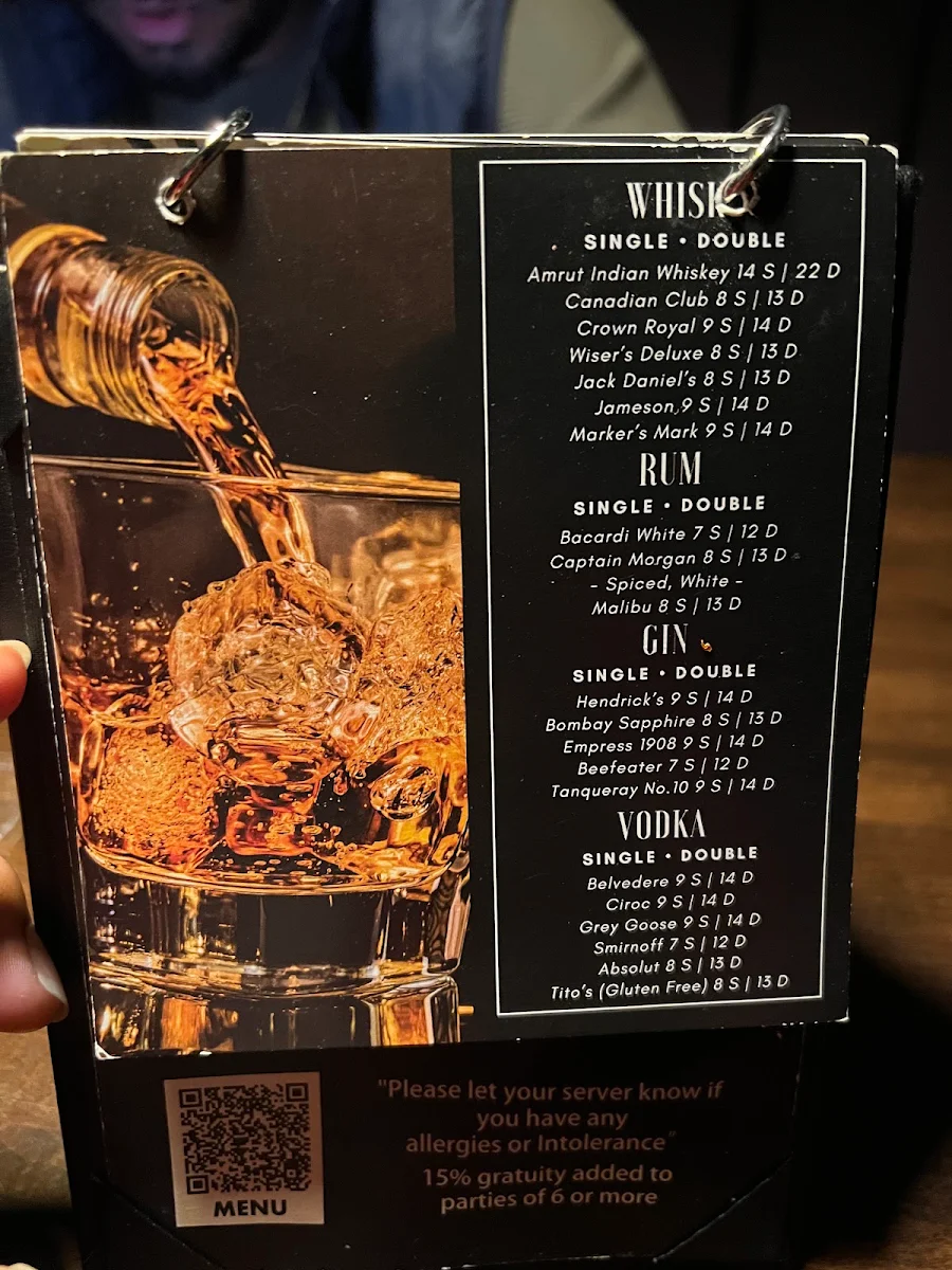 Menu, Spice 72 Indian Restaurant & Lounge