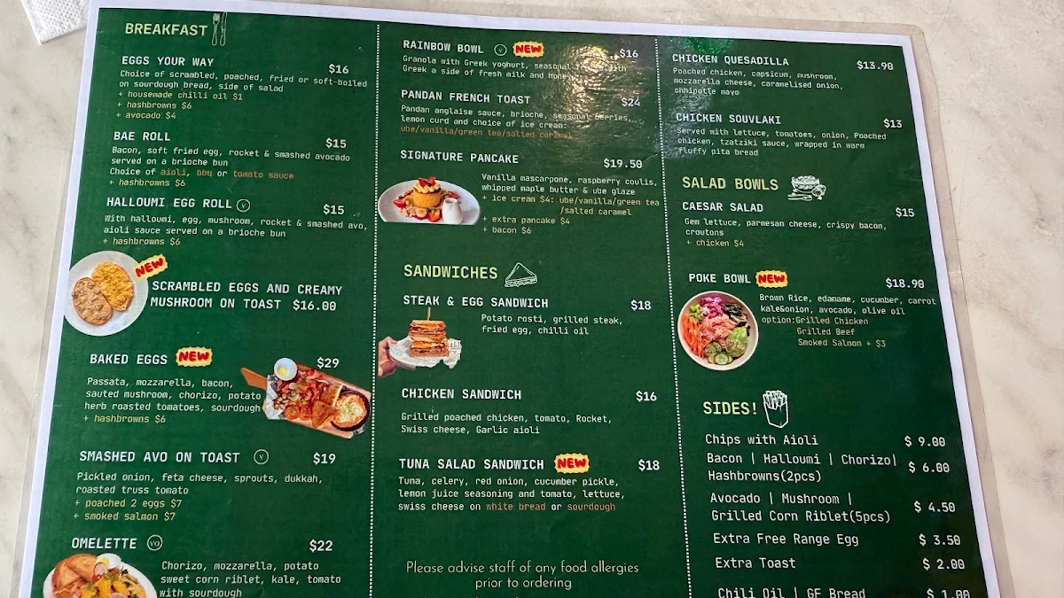 Menu, Paddock on Crown