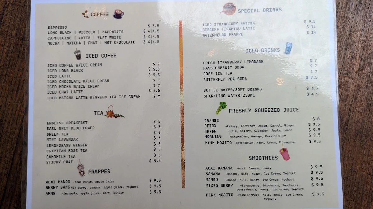 Menu, Paddock on Crown