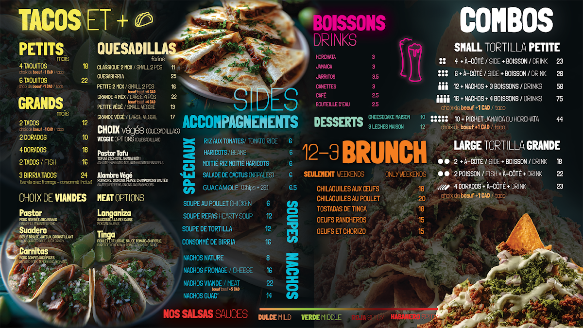 Menu, La Taqueria d'Hochlag