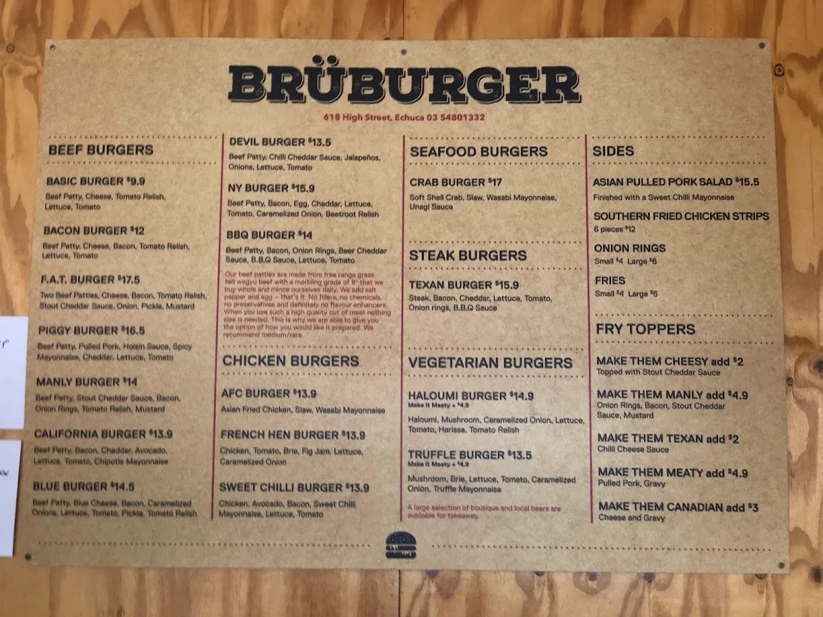 Menu, BRUBURGER