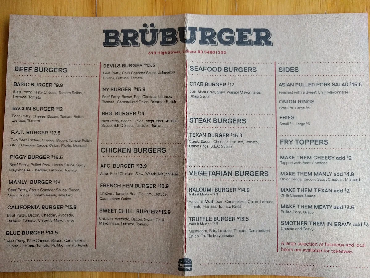 Menu, BRUBURGER