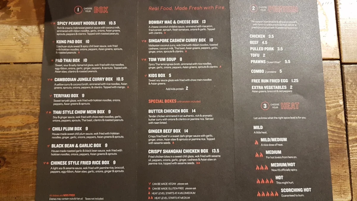 Menu, Noodlebox