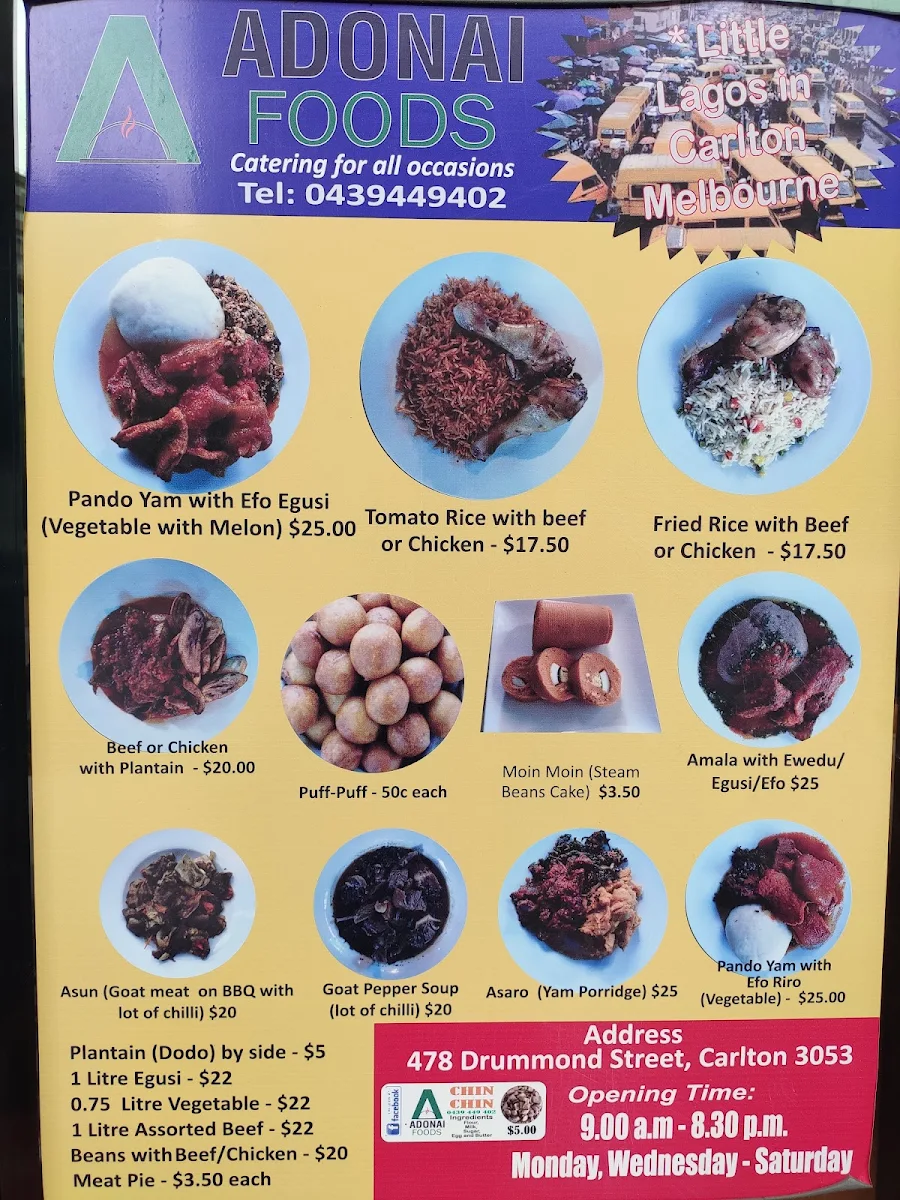 Menu, Adonai