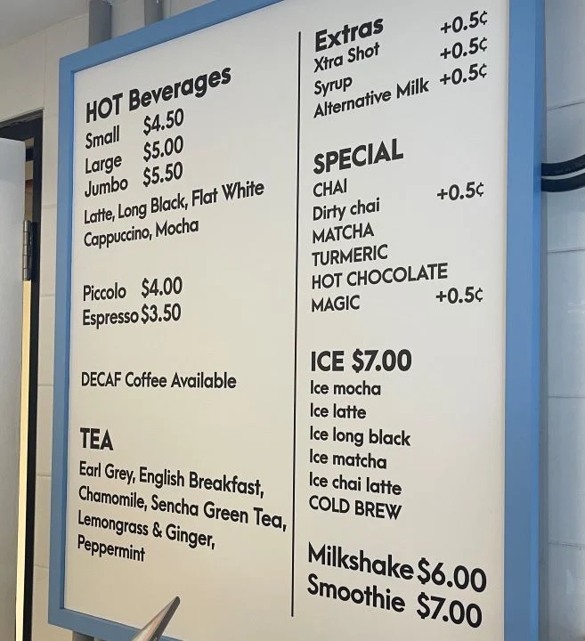 Menu, Hustle Town Hall