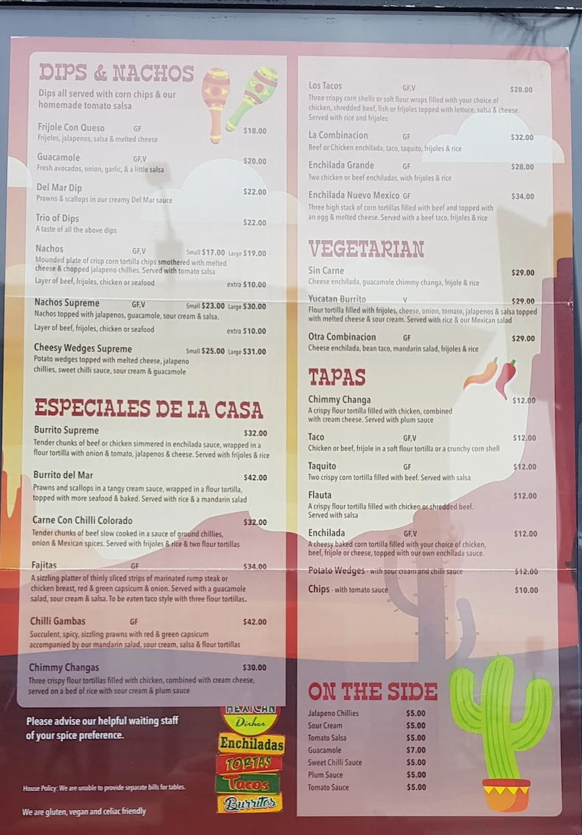 Menu, Casa De Amor Mexican Bar and Kitchen