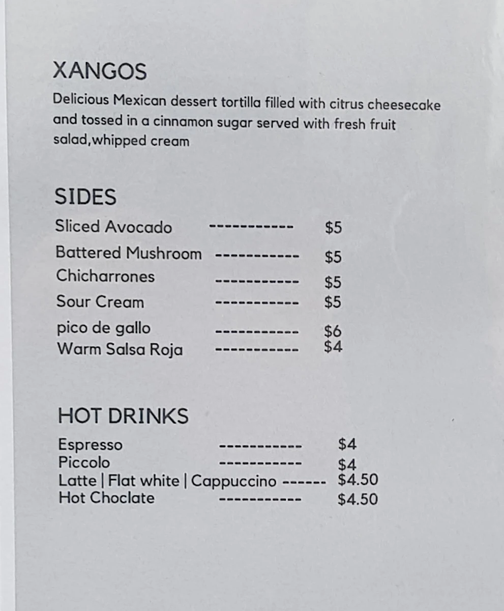 Menu, Casa De Amor Mexican Bar and Kitchen