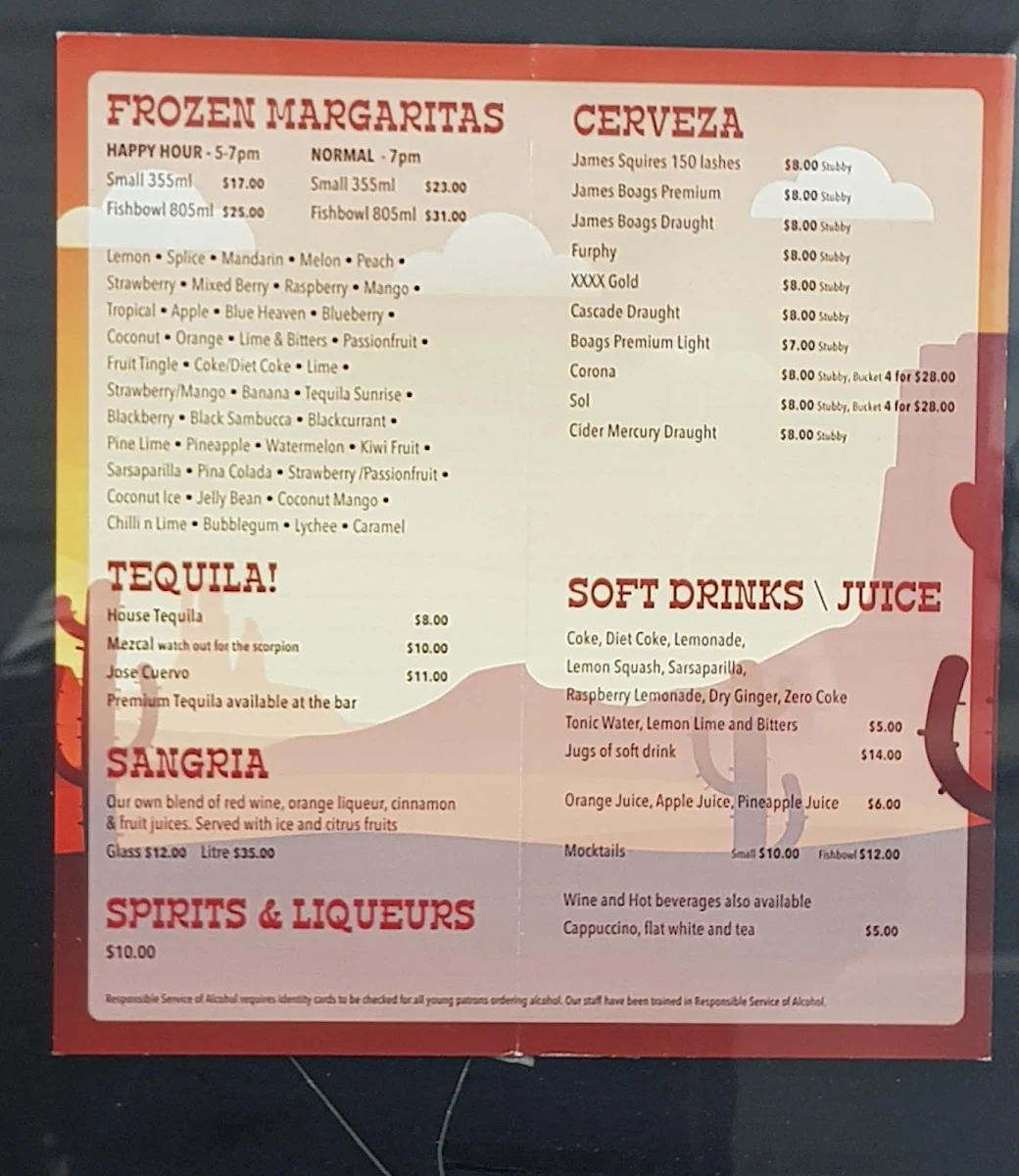 Menu, Casa De Amor Mexican Bar and Kitchen