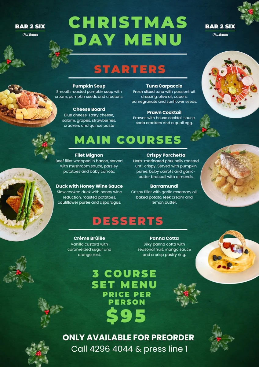 Menu, Club Windang