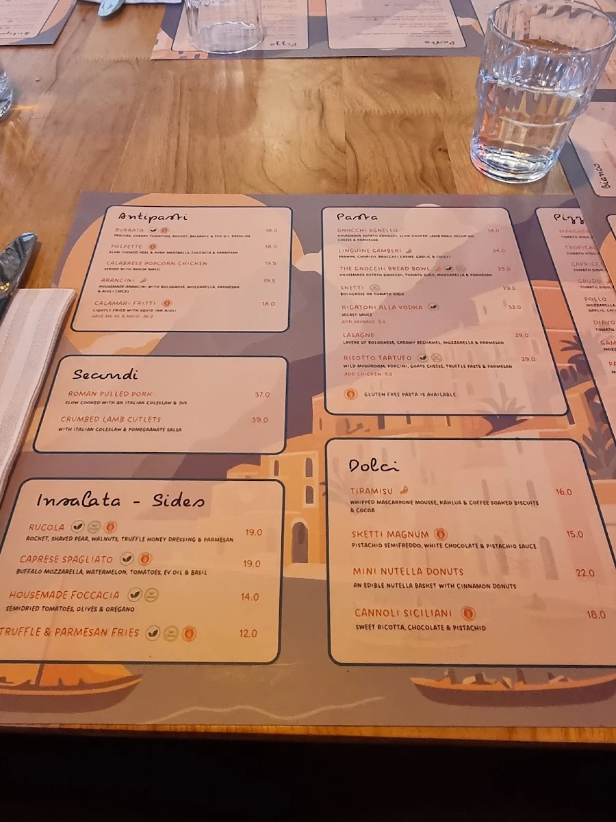 Menu, Sketti Italian Restaurant - Knox Westfield