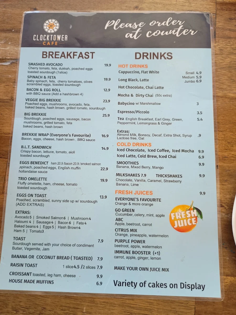 Menu, Clocktower Cafe|Catering
