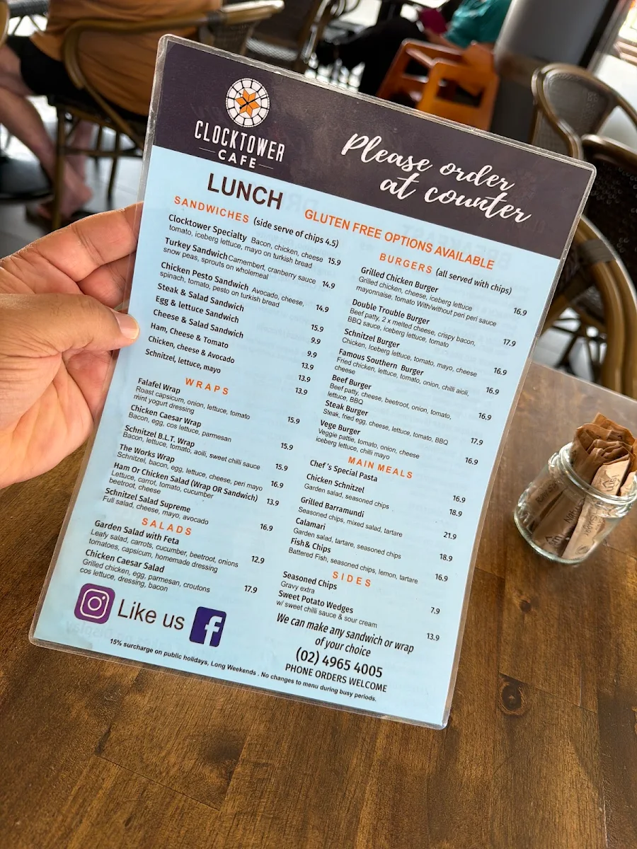 Menu, Clocktower Cafe|Catering