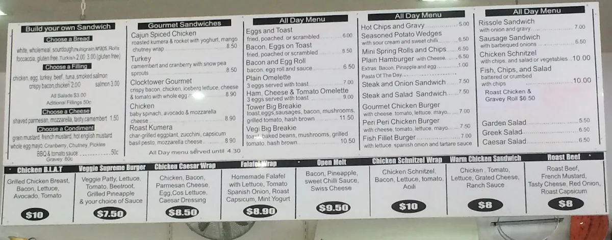 Menu, Clocktower Cafe|Catering