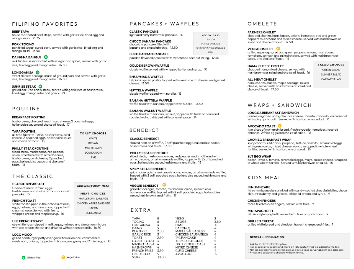 Menu, Rise N' Shine - Forest Lawn