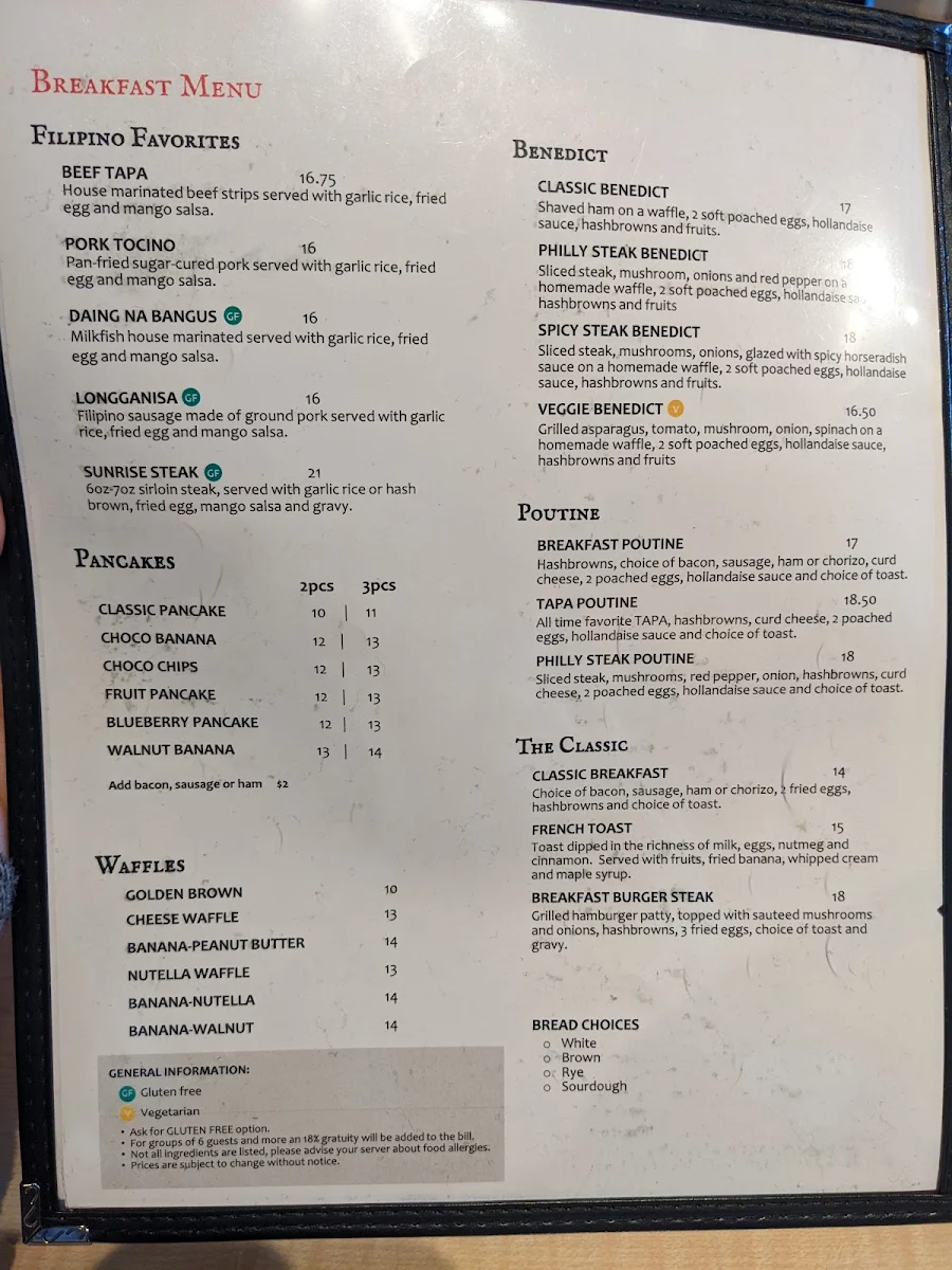 Menu, Rise N' Shine - Forest Lawn