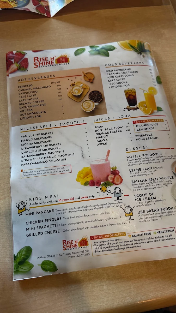 Menu, Rise N' Shine - Forest Lawn
