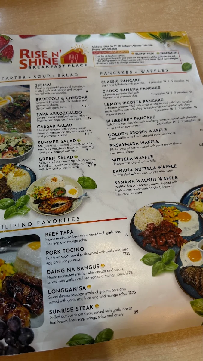 Menu, Rise N' Shine - Forest Lawn