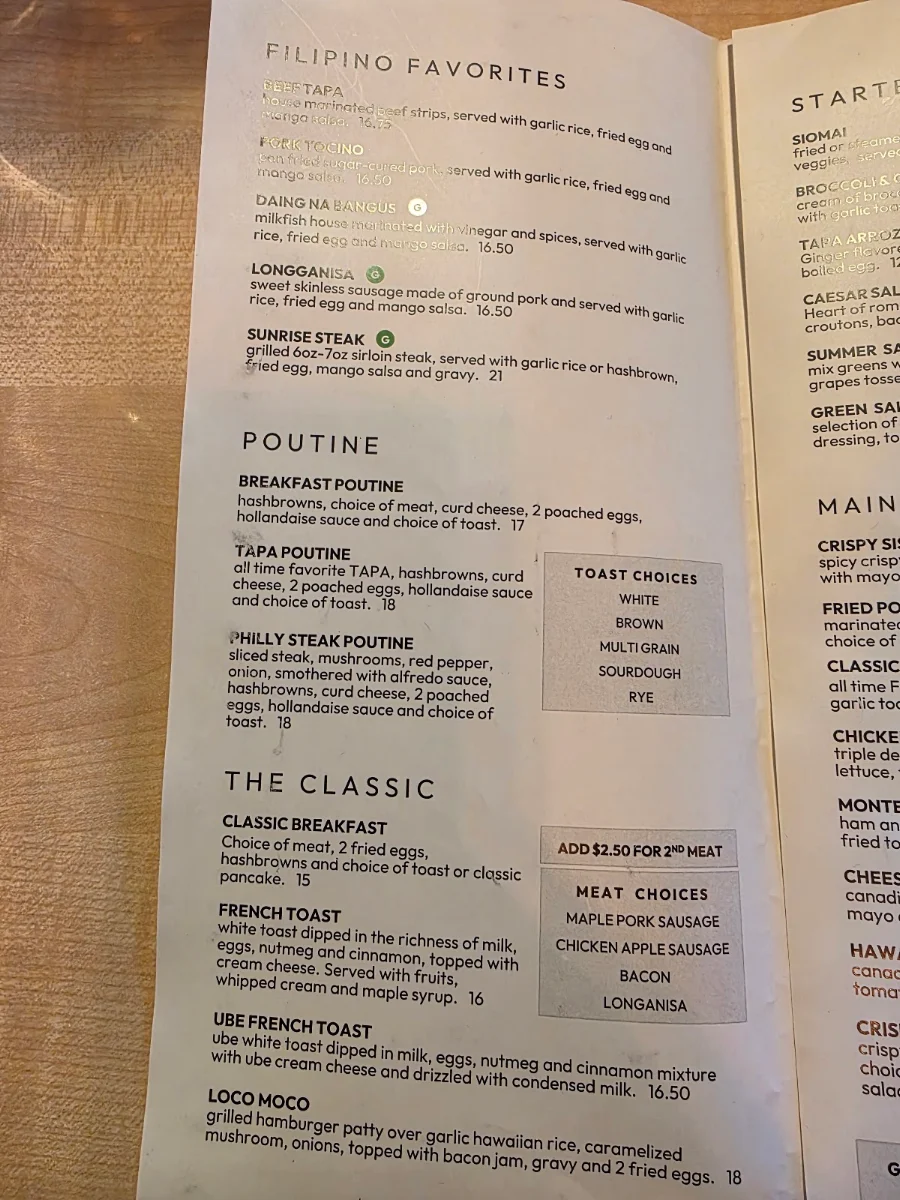 Menu, Rise N' Shine - Forest Lawn